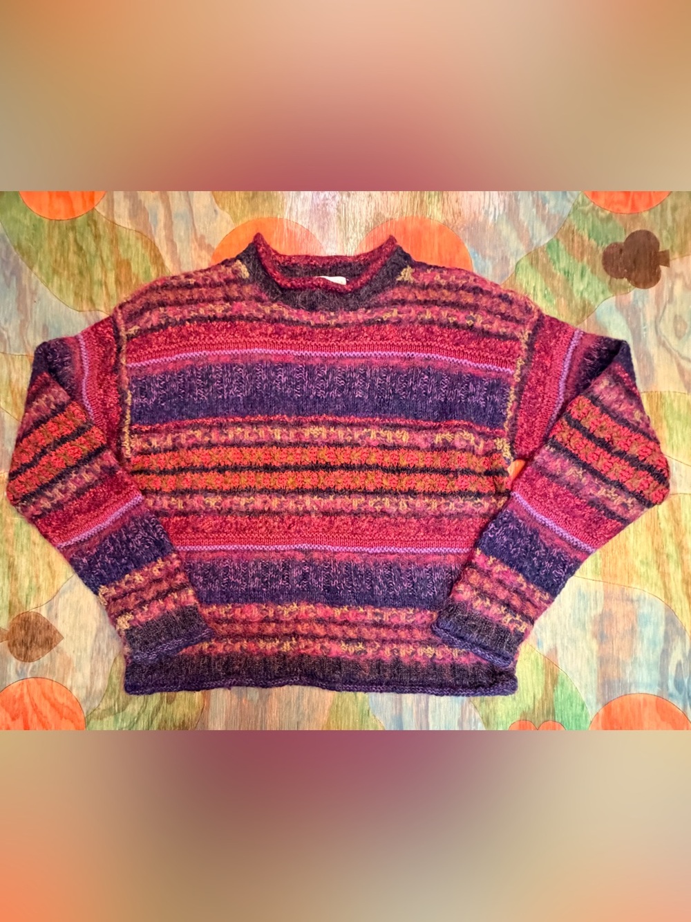 Coldwater Creek Wool Sweater Multicolored Striped Womens Size Small Colorful Pul